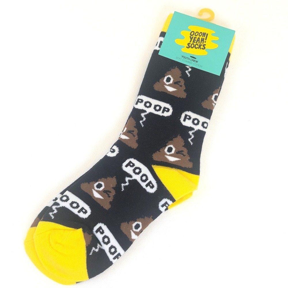 Oooh Yeah! Socks Funny Emoji Character Junior Crew  Soft Combed Cotton